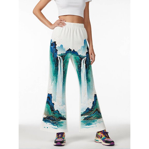 Girls Casual Wide Leg Bell Bottoms High-Waisted Trousers Stretchy Holiday Style for Kids Girls Age 3-13