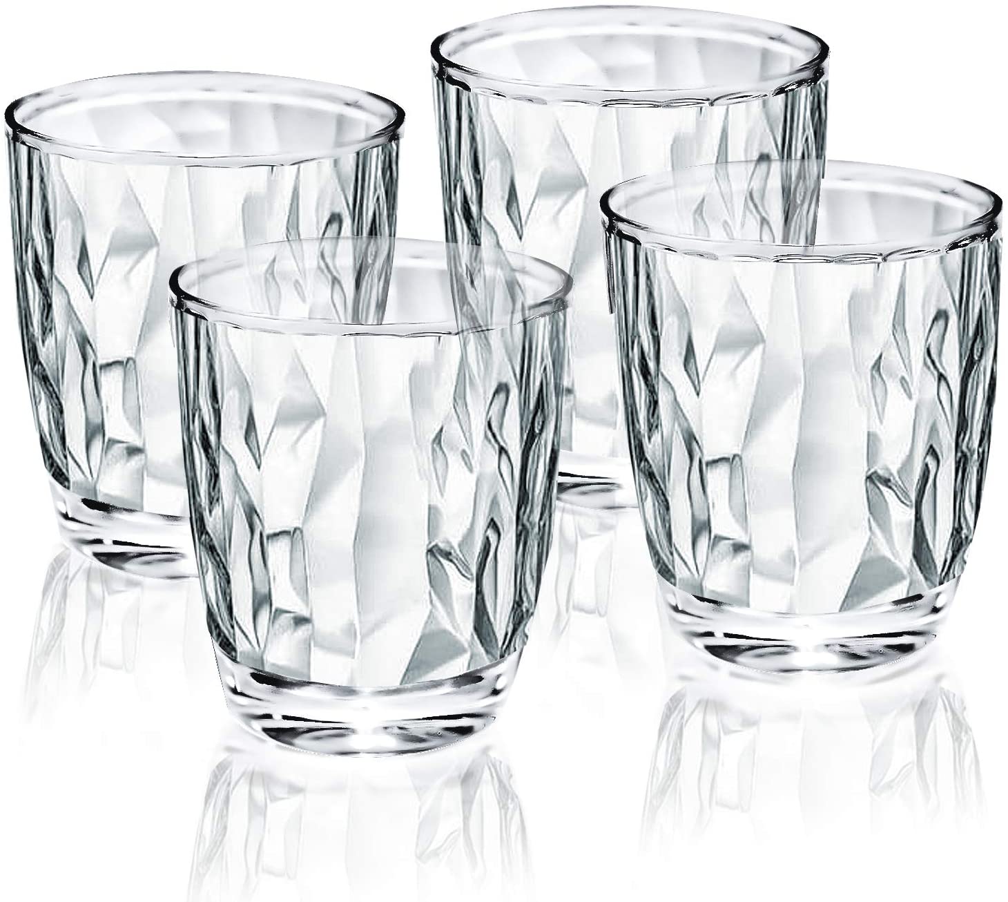 10ounce Plastic Water Tumblers Set of 4 Transparent Unbreakable Drinking Glasses Clear