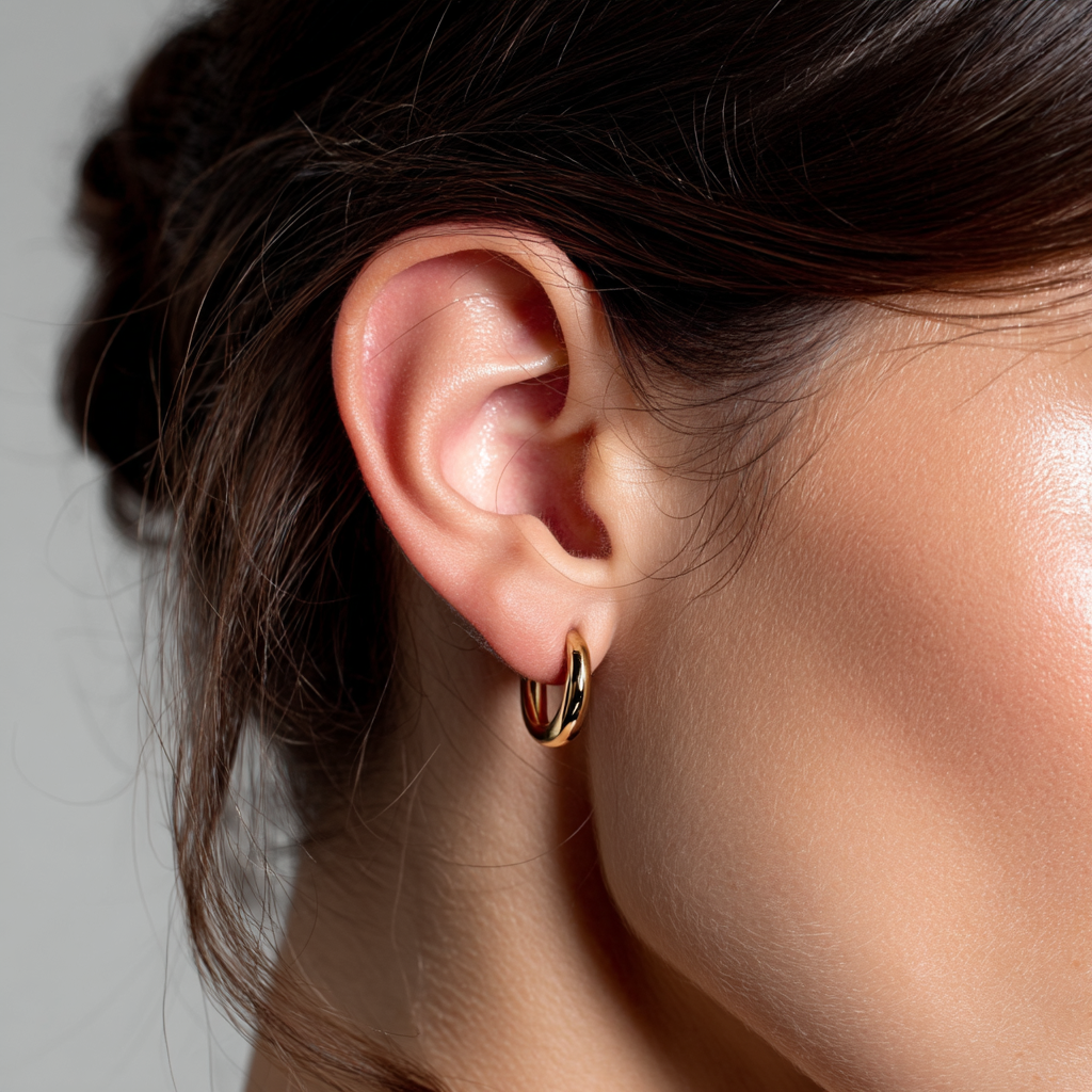 Amy & Annette 14K Gold Graduated Hoop Huggie Earrings photo 6
