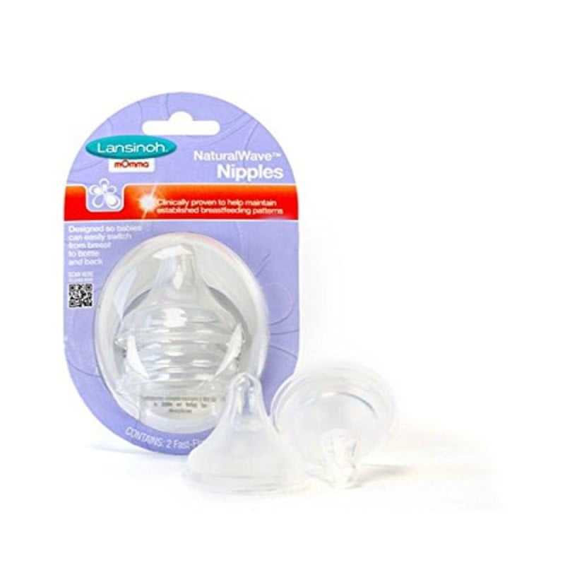 2 Count 100% Silicone Lansinoh Momma Nipples Fast-Flow Bps And Bp Anti-Colic 