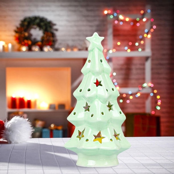 Adorno navideño, decoración navideña con luz, decoración navideña, estatua de Navidad para fiesta, dormitorio, oficina, escritorio Árbol de Navidad
