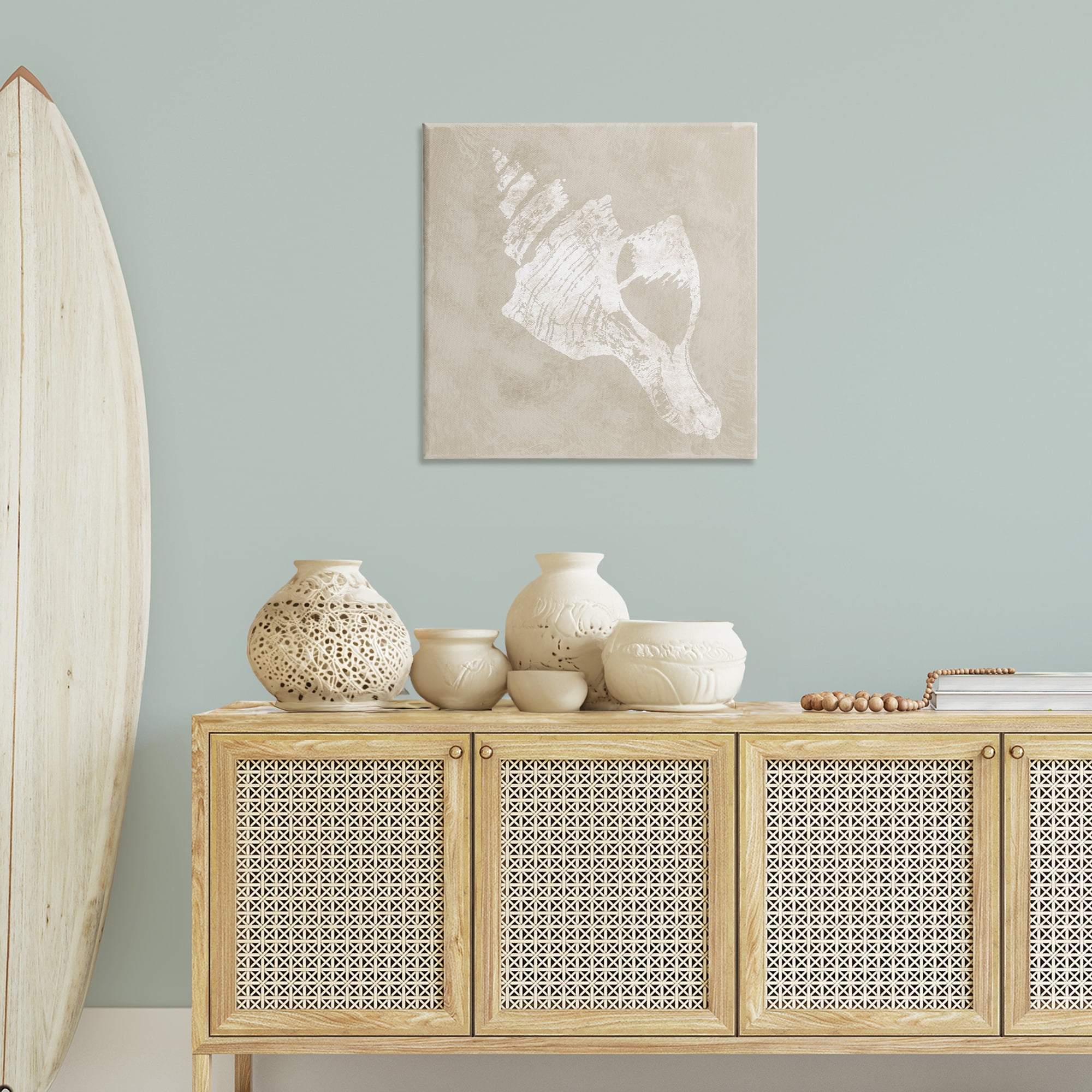 Stupell Industries Rustic Distressed Conch Nautical & Beach Painting Wrapped Canvas Art Print Wall Art, 30 x 30