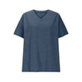 thumbnail image 4 of Taqqpue Plus Size Tops for Women Summer Casual Solid Color Deep V Neck Short Sleeve Blouse Tops Flowy Loose Fit Side Split Drop Shoulder T Shirts, 4 of 7