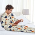 thumbnail image 6 of Picia Flower Leaves Pattern Men’s Long-Sleeve Sleepwear Set - Soft 2-Piece Loungewear with Pockets, Comfy PJs for Relaxing Nights-Large, 6 of 7