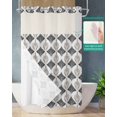 thumbnail image 2 of No Hook Shower Curtain with Snap in Liner, Modern Abstract Geometric Pattern Vintage Flowers Black Hotel Shower Curtains for Bathroom, Washable Shower Curtain Liner Set with Mesh Top Window, 36"x78", 2 of 6