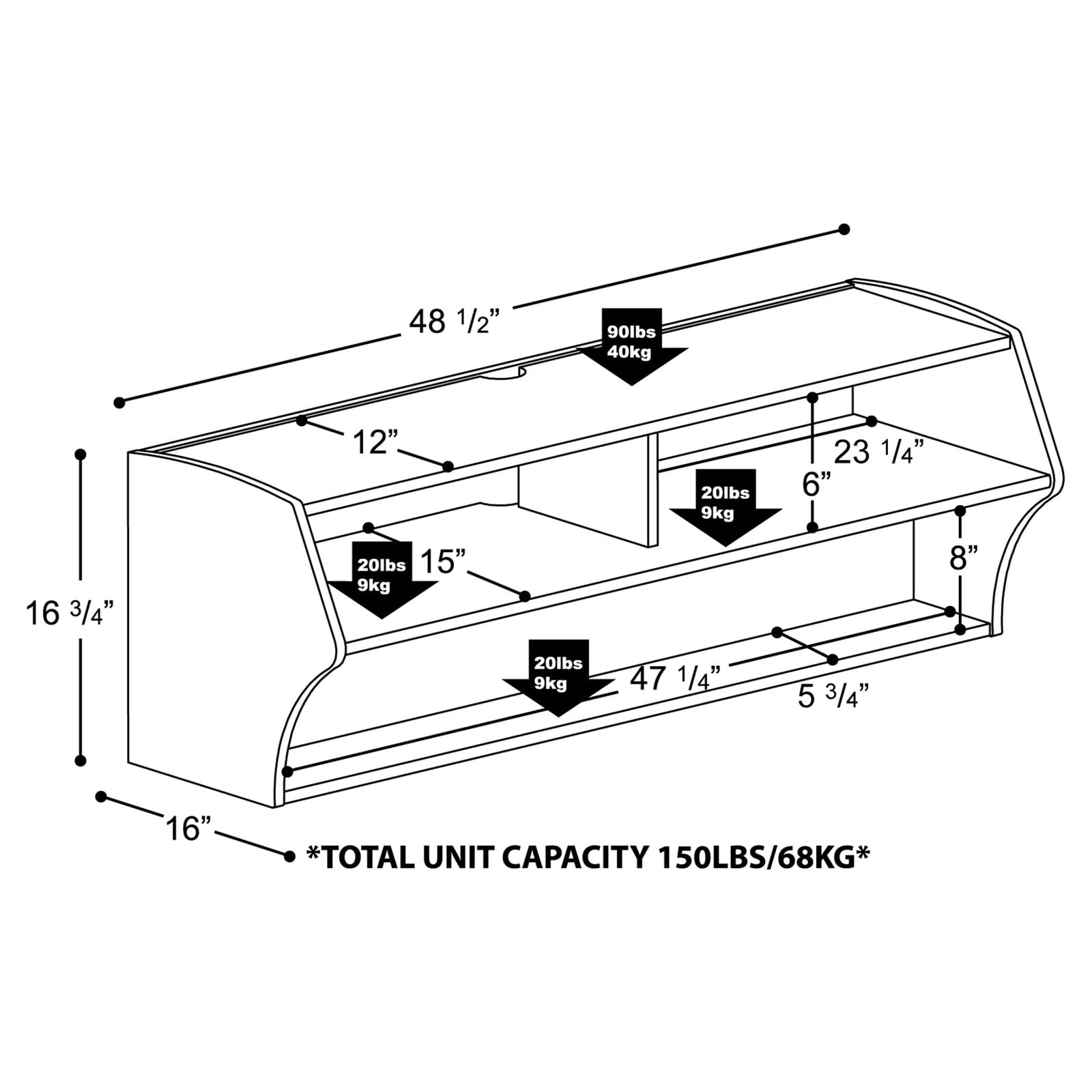 Prepac Altus Wall Mounted A V Tv Stand Multiple Finishes