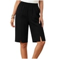 thumbnail image 6 of Elvqul Lounge Shorts for Women Bermuda Shorts with Pockets Summer Dressy Casual Cotton Mid-Rise Wide-Leg Womens Shorts Knee Length, 6 of 9