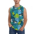 thumbnail image 3 of Uemuo Shark And Leaves Pattern Men's Sleeveless T-Shirt,Muscle Athletic Tank Top, Moisture-wicking Quick-dry Breathable Classic Tee Top for Gym Run Outdoor Sports-Medium, 3 of 8