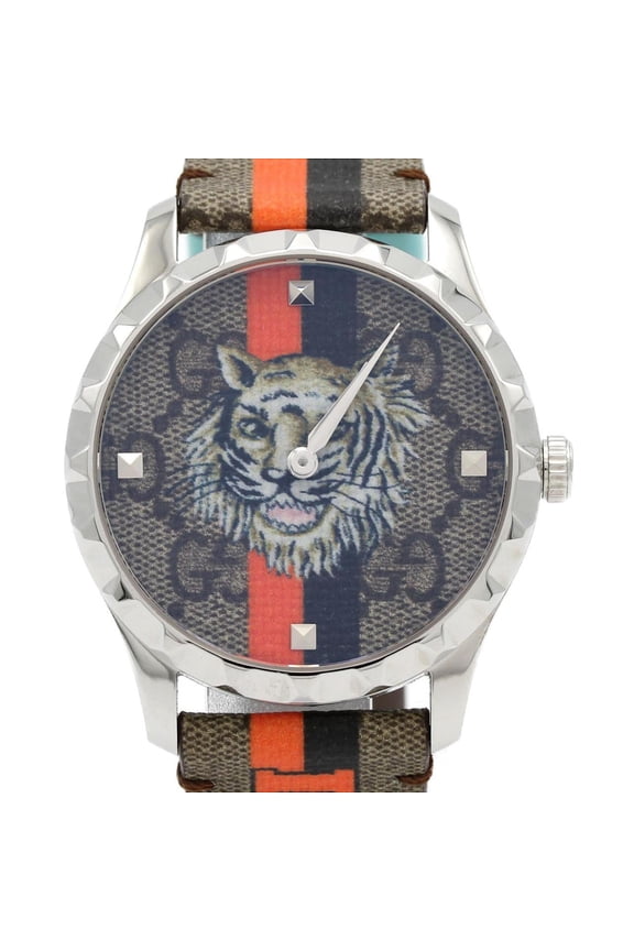 Pre-Owned Gucci G-Timeless 126.4 YA1264186 Stainless Steel Quartz Watch