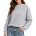 thumbnail image 2 of FASHOFT Crew Neck Sweatshirt For Women Oversized Long Sleeve Solid Comfy Pullover Basic Hoodie Fall Outfits Grey XXXXL, 2 of 6
