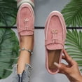 thumbnail image 5 of Suede Loafers for Women Dressy Fringe Slip on Flat Shoes Casual Lightweight Outdoor Walking Driving Shoes Pink Size 7.5, 5 of 8