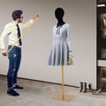 thumbnail image 4 of 1 PCS Female Mannequin, Height Adjustable Display Mannequin Body 150-200 cm/ 59. 06-78. 74 in, Half Body Mannequin for Clothing Display, Detachable Arms(Black, Gold), 4 of 10