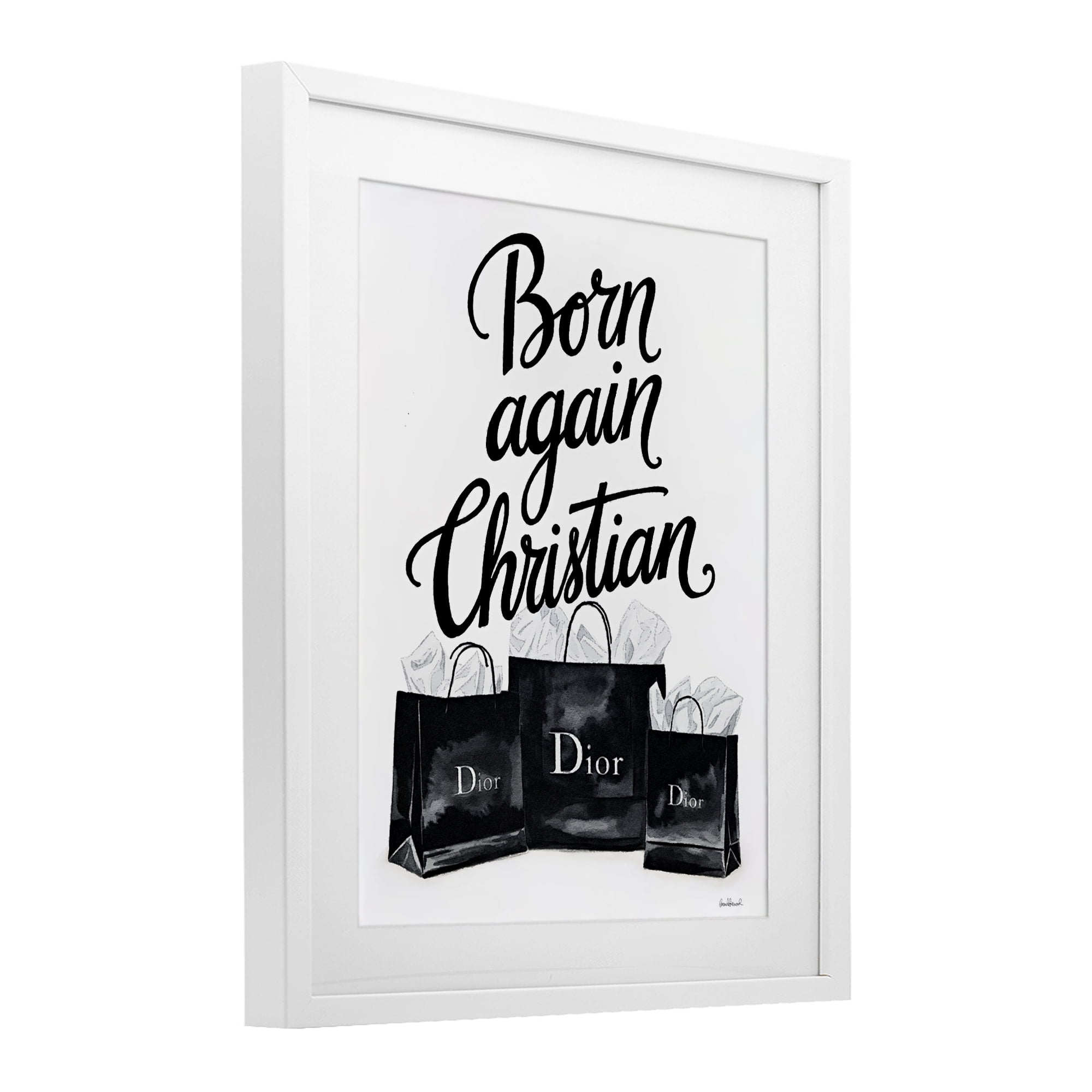 Shopping Born Again Christian White Framed Print Under Glass, design by Amanda Greenwood