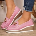 thumbnail image 2 of Women's Wedge Loafers Casual Comfortable Orthopedic Platform Sneakers Business Non Slip Walking Fashion Retro Slip on Work Shoes Pink Size 7, 2 of 5