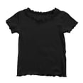thumbnail image 2 of MZXELPRJD Girls Short Sleeve Tees Toddler Baby Girl Summer Lettuce Trim Ribbed Knit Crewneck T-Shirts Solid Color Casual Blouse Plain Cute Basic Tops, 2 of 9