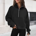 thumbnail image 3 of Sudadera Ropa de otoño con cuello alto y media cremallera para mujer, traje diario de color sólido (negro L) Kuymtek Negro T L para Mujer, 3 of 5