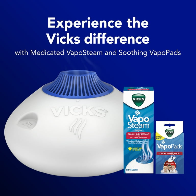 Vicks 1 Gal Warm Mist Humidifier for Bedrooms. Soothing cough/congestion  relief. Use with Vicks VapoSteam medicated liquid cough suppressant. Warm