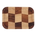 thumbnail image 2 of Tea Tray Grid Pattern, Solid Wood Black Walnut And  Square Checkered Plate Dinner Plate Tea Tray For Sushi Bread Desserts Fruit Snacks, 2 of 8