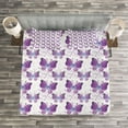 thumbnail image 3 of Ambesonne Butterfly Quilted Bedspread Set 3 Pcs, Modern Poly Effect, Queen Size, Purple Pale Blue White, 3 of 3