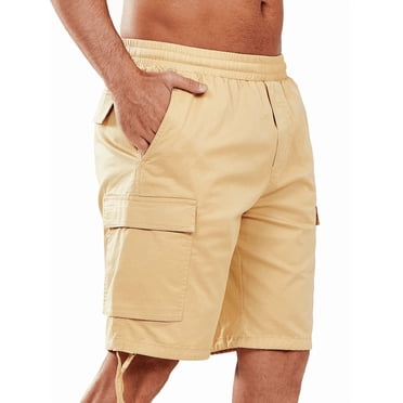 NORTHYARD Men's Cargo Shorts Hiking Outdoor Casual Cotton Camping Shorts with Multipocket Light Khaki L