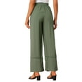 thumbnail image 3 of INSPIRE CHIC Women's Wide Leg Pants Drawsting Elastic High Waist Boho Palazzo Pant with Pockets L Army Green, 3 of 6