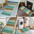 thumbnail image 5 of 2'x6' Rug Runners for Hallways Kitchen, Teal Brown Wooden Non Slip Entryway Beside Floor Carpet Runner, Farmhouse Vertical Striped Art Washable Laundry Room Bedroom Throw Rugs Mat for Family Pet, 5 of 8