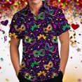 thumbnail image 6 of Ceisia Men's Regular Loose Short-Sleeve Mardi Gras Themed Shirt Carnival Element Print Spring Summer Shirt Gift, 6 of 8