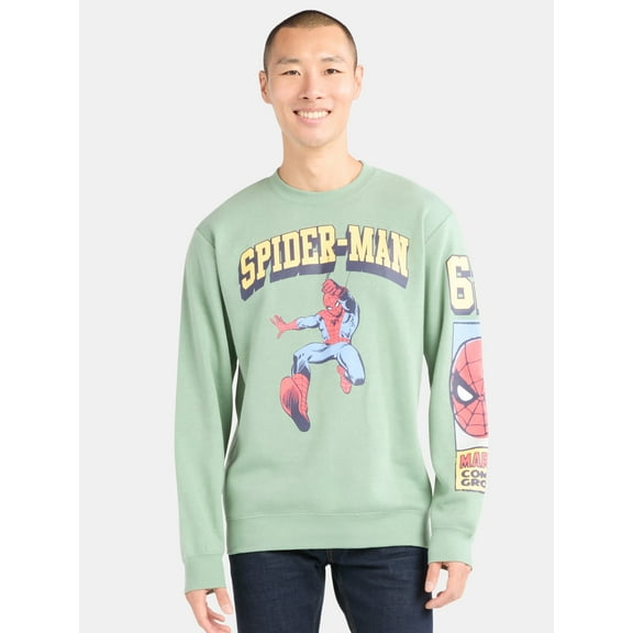 Marvel Spider-Man Men's Graphic Print Sweatshirt with Long Sleeves, Sizes S-2XL