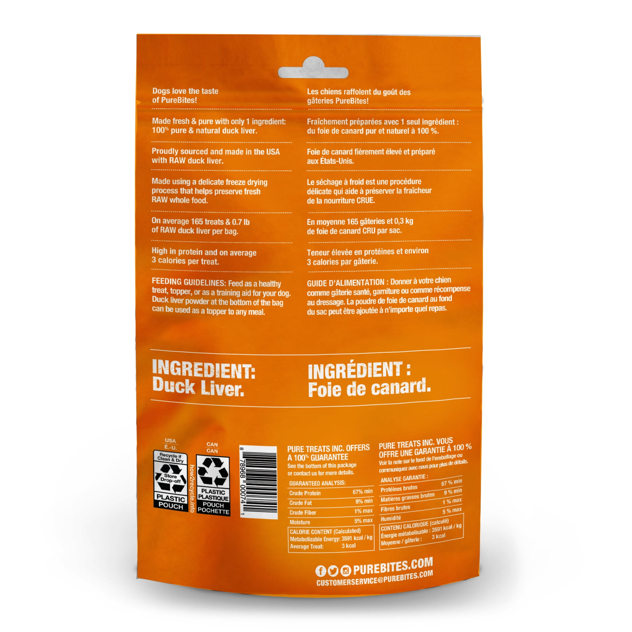 PureBites Duck Freeze Dried Dog Treats, 1 Ingredient, 2.6oz
