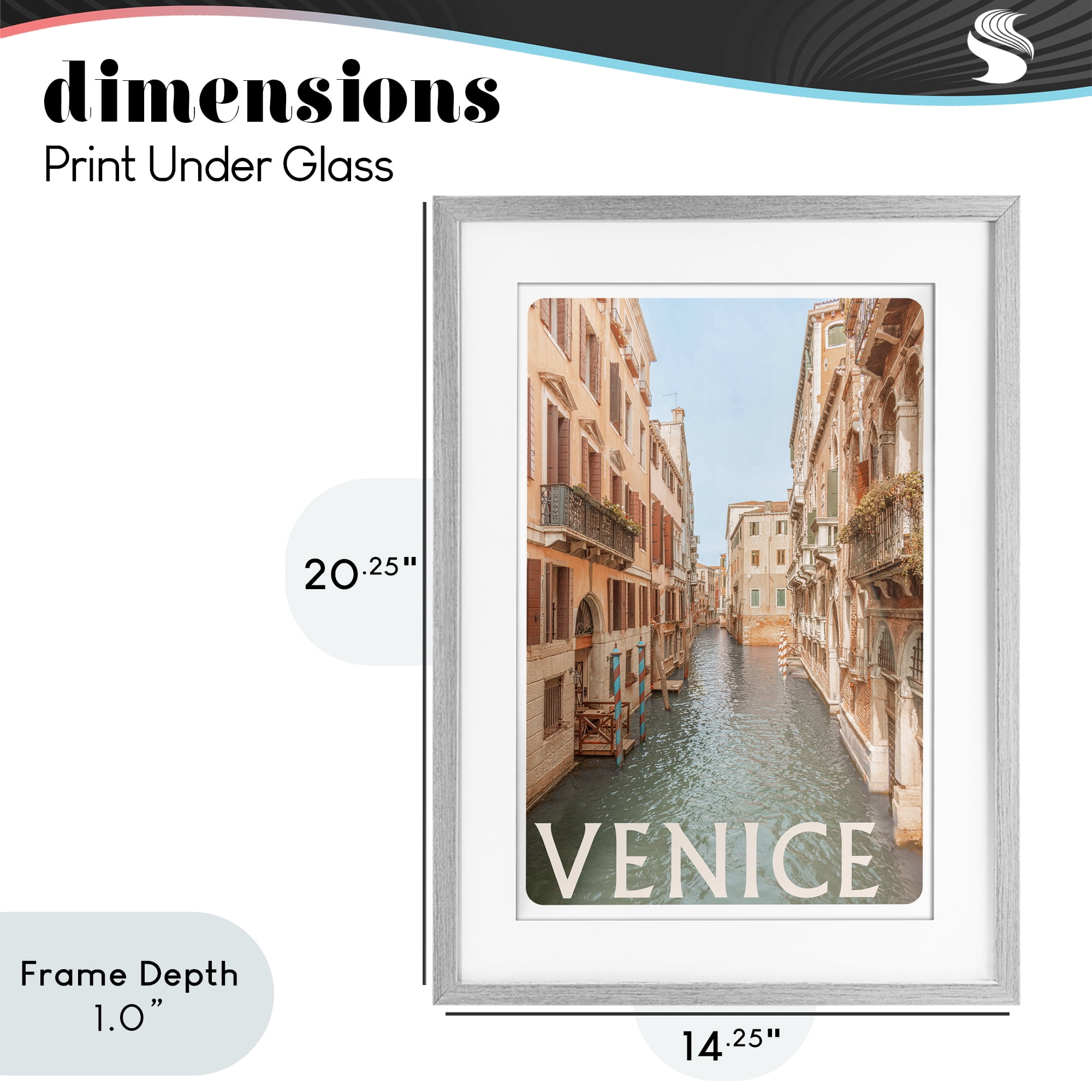 Stupell Industries Venice Canal Waterway Gray Framed Print Under Glass, design by Erin Marie