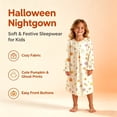 thumbnail image 3 of CUZIBR Baby Girls Halloween Nightgown Long Sleeve Ruffles Crew Neck Sleepwear Pumpkin Ghost Graphic Lightweight Loungewear Leisure Casual Daily Homewear,Light Yellow,3-4 Years, 3 of 9