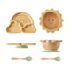 thumbnail image 1 of Set de alimentación para bebés con ventosas de bambú, cuencos con tenedor y cuchara, 1 of 6