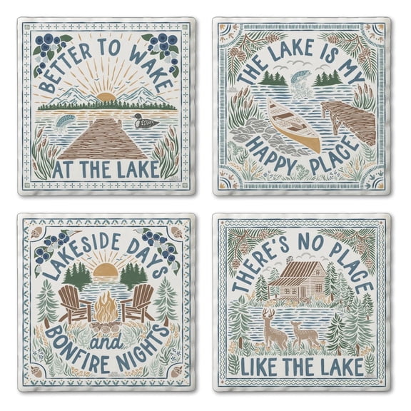 Thirstystone Lakeside 4-Pack Assorted Tumbled Tile Coasters
