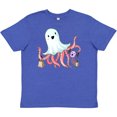 thumbnail image 3 of Inktastic Cute Ghost Octopus Trick or Treating with Bat Youth T-Shirt, 3 of 5