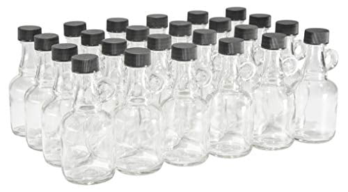 North Mountain Supply 1.75 Liter Clear Glass Jug with Handle and Black Plastic Tamper Evident Lids Case of 6