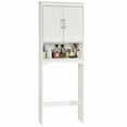 thumbnail image 1 of Costway Mueble salva espacio arriba del inodoro, organizador baño con 3 repisas, estante baño con repisa interna regulable repisa abierta y doble puertas (blanco), 1 of 5