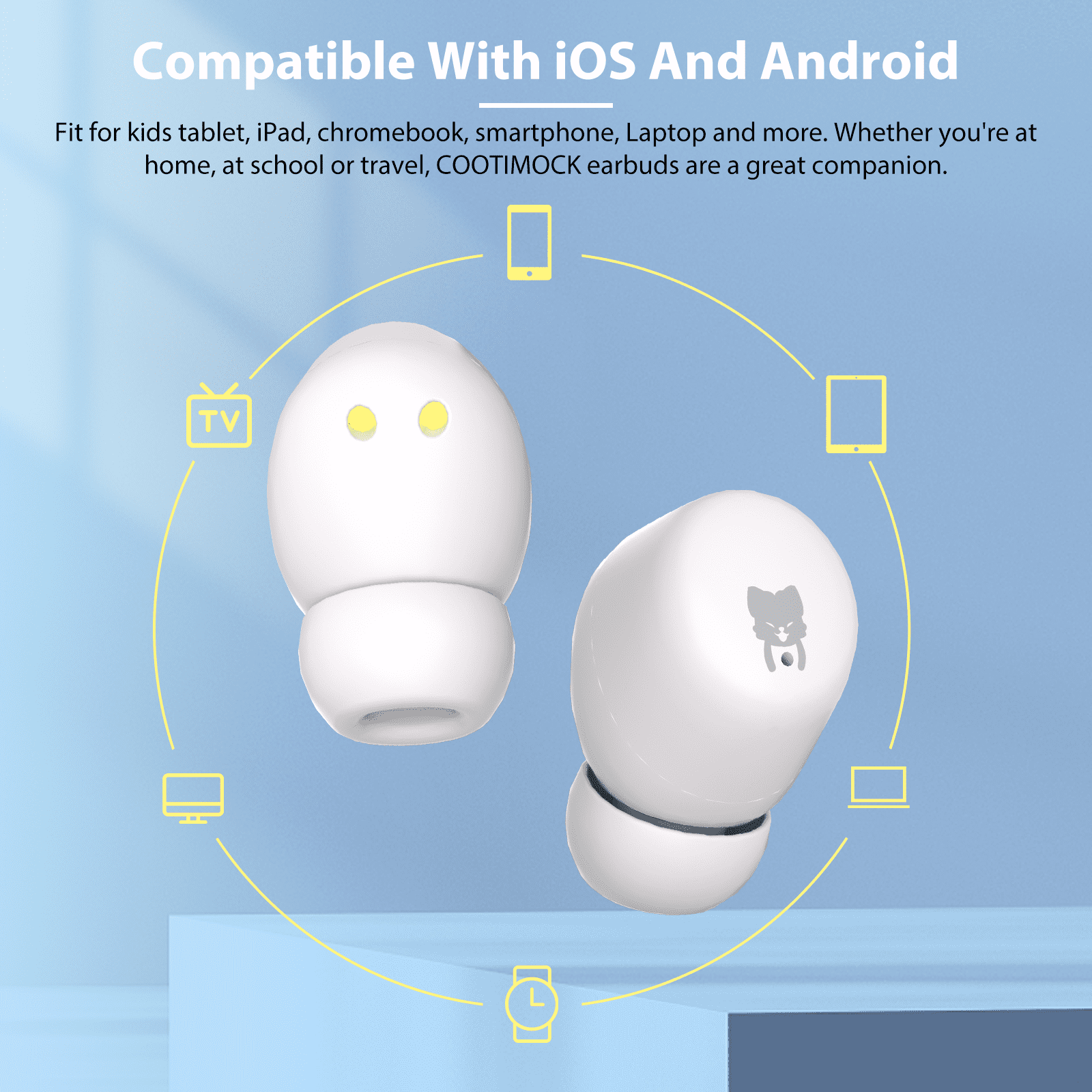 Kids Earbuds, Adorable Koala Bluetooth Headphones for Girls Boys, 85dB Volume Limited, Built-in Mic, 30H Playtime, Safe Material, Lightweight, Touch Control, Earbuds for School,with 3* Earcips(S,M,L)