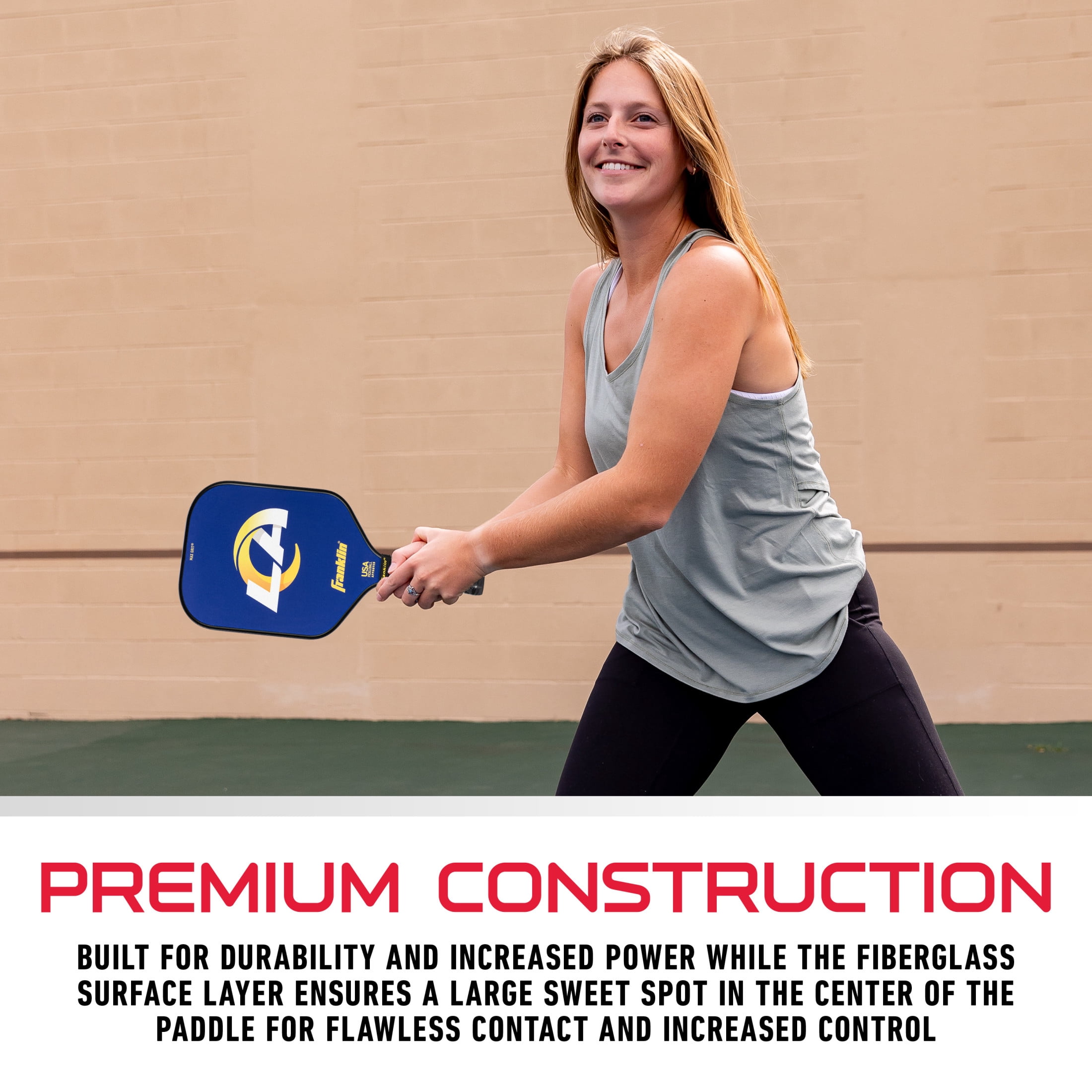 Franklin Sports NFL LA Rams Pickleball Paddle - Official NFL Team Pickleball Paddles - USAP (USAPA) Approved Premium Quality Pickleball Paddles - Authentic Team Logos + Colors