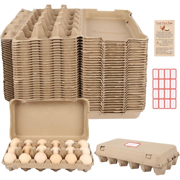 30 Pack Egg Cartons 18 Count - 3x6 Grids Egg Cartons for Fresh Eggs, Sturdy Cardboard Eggs Storage Containers for Household, Kitchen, Farm, Market