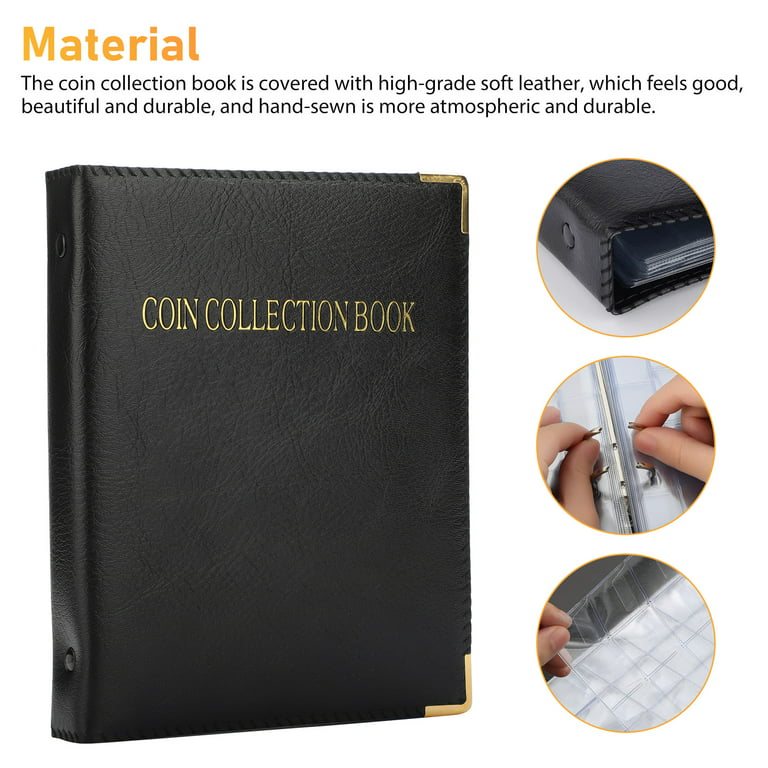 480 Pockets Coin Album, TSV Coins Display Storage Collection Holder 20pages Coin Collection Book Binder for Collectors, Black