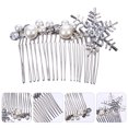 thumbnail image 2 of EeaseMX Tocado de boda con copos de nieve, peineta con pinza para el pelo y perlas artificiales, decoración para el cabello, 2 of 7
