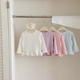 thumbnail image 4 of UAYOTSE Girls Long Sleeve Crew Neck Top with Hem Ruffle Trim, Kids Soft Solid Color Casual Fall Everyday Blouse Size 4-5 Years, 4 of 9