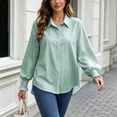 thumbnail image 6 of Vynhevius Women's Blouse Collared Striped Long Sleeve Elastic Cuff Loose Fit Button Down Casual Wear Tops, 6 of 9