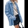 thumbnail image 1 of Chaqueta Vaquera de Gran Tamaño para Mujer, Informal, con Botones, de Larga, Azul S, 1 of 7