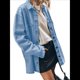thumbnail image 1 of Chaqueta Vaquera de Gran Tamaño para Mujer, Informal, con Botones, de Larga, Azul M, 1 of 7