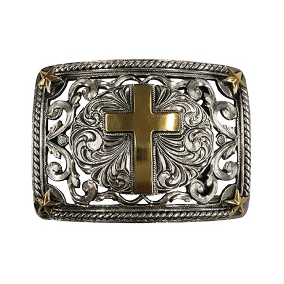 Cody James Men's Filigree Cross Belt Buckle Silver One Size