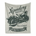 thumbnail image 1 of Motorcycle Soft Flannel Fleece Throw Blanket, Cruiser Bike Sketch with Hand Lettering Racers Words, Cozy Plush for Indoor and Outdoor Use, 60" x 80", Sage Green Green, by Ambesonne, 1 of 6