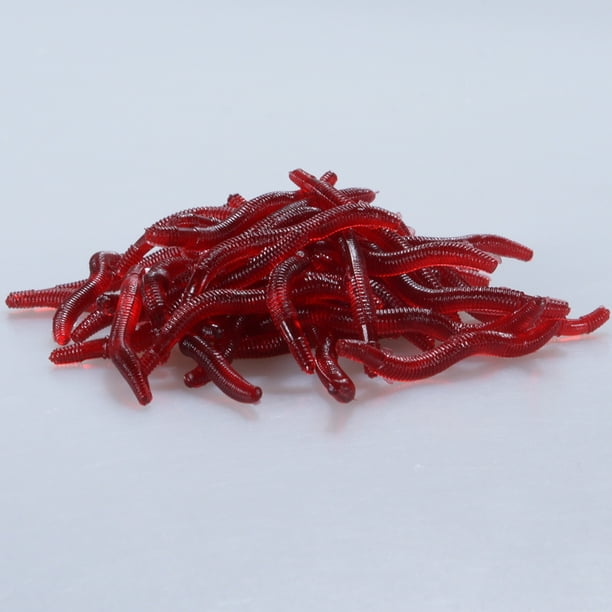 50pcs Red Worms Fishing Lures Artificial Soft Fishing Bait 1.4inches(3.5cm)  50pcs 