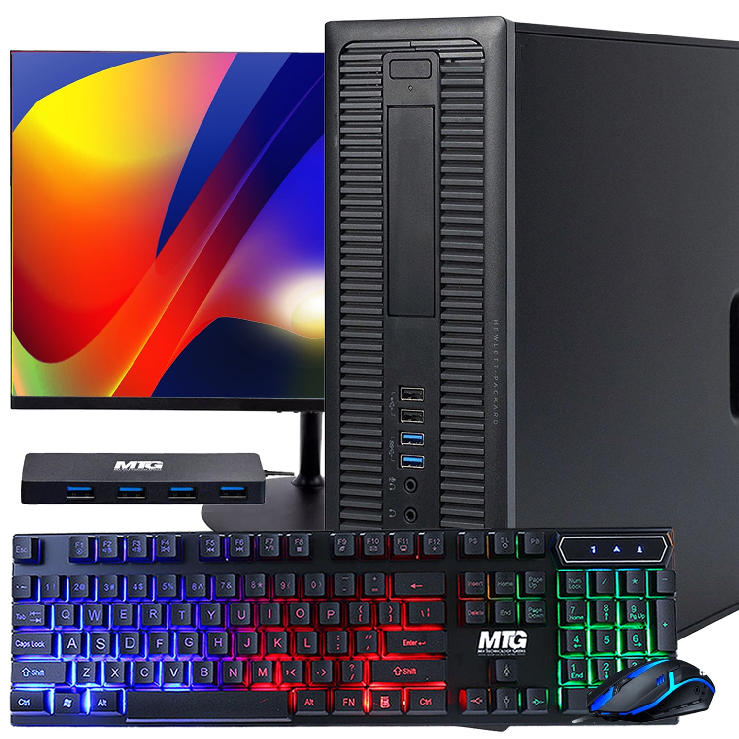 HP EliteDesk 800G1 Desktop Computer Bundle with 19" Monitor, Intel Core