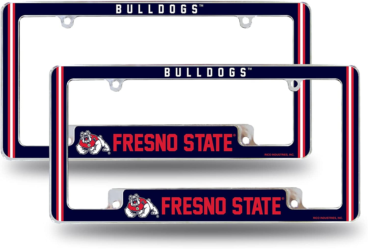 Fresno State NCAA Bulldogs (Set of 2) Chrome Metal License Plate Frames